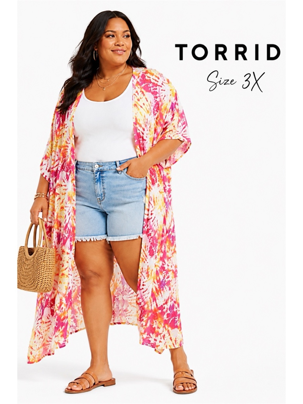 TORRID Tie Dye Maxi Kimono Top Size 3X New!